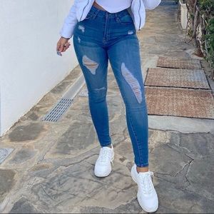 Fashion Nova Blue Ripped Jeans